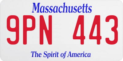 MA license plate 9PN443