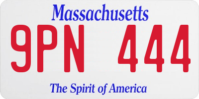 MA license plate 9PN444
