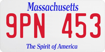 MA license plate 9PN453