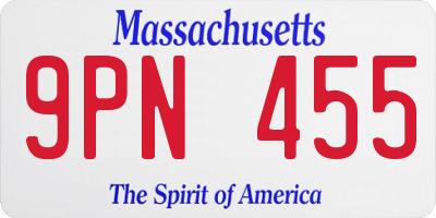 MA license plate 9PN455