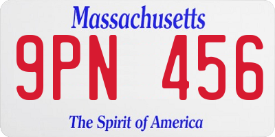 MA license plate 9PN456