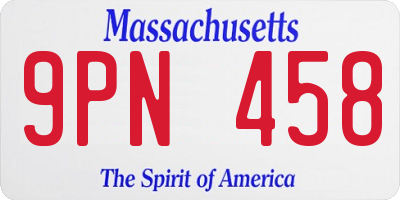 MA license plate 9PN458