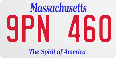 MA license plate 9PN460