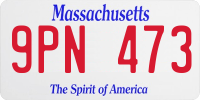 MA license plate 9PN473
