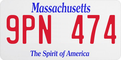 MA license plate 9PN474