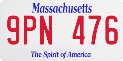 MA license plate 9PN476