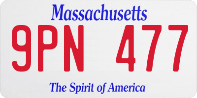 MA license plate 9PN477