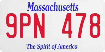MA license plate 9PN478