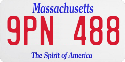 MA license plate 9PN488
