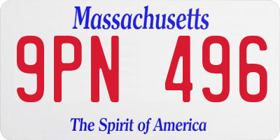 MA license plate 9PN496