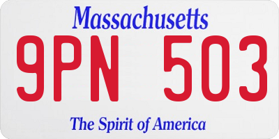 MA license plate 9PN503