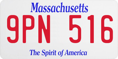 MA license plate 9PN516