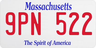 MA license plate 9PN522