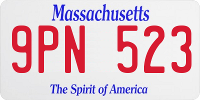 MA license plate 9PN523