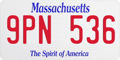 MA license plate 9PN536
