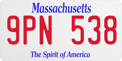 MA license plate 9PN538