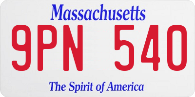 MA license plate 9PN540