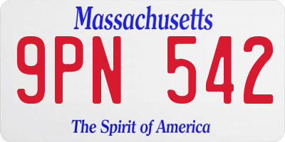 MA license plate 9PN542
