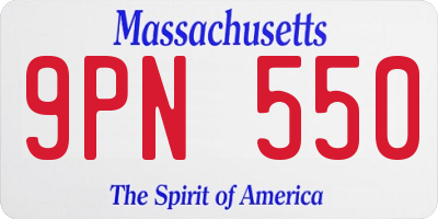 MA license plate 9PN550