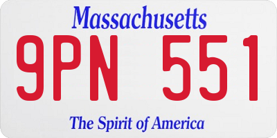 MA license plate 9PN551