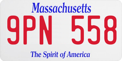 MA license plate 9PN558
