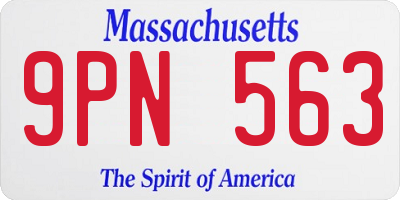 MA license plate 9PN563