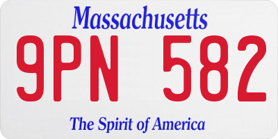 MA license plate 9PN582