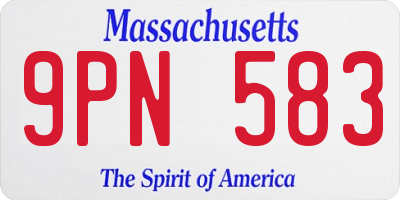 MA license plate 9PN583