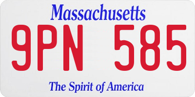 MA license plate 9PN585