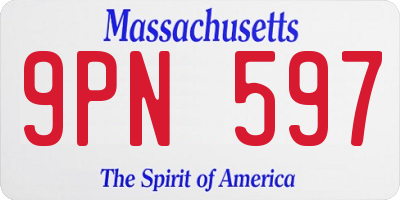 MA license plate 9PN597