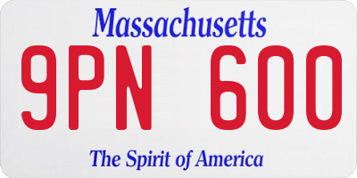 MA license plate 9PN600