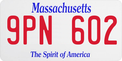 MA license plate 9PN602