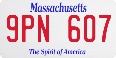 MA license plate 9PN607