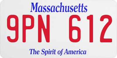 MA license plate 9PN612