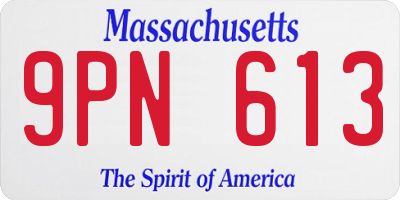 MA license plate 9PN613