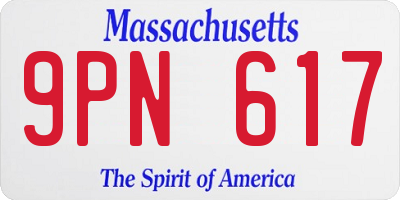 MA license plate 9PN617