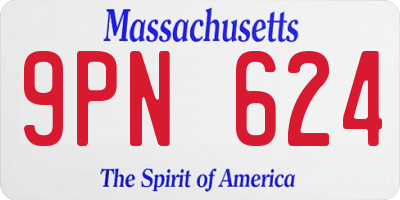 MA license plate 9PN624