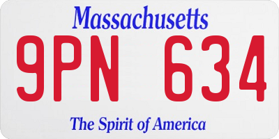 MA license plate 9PN634