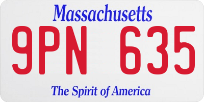 MA license plate 9PN635