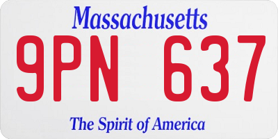 MA license plate 9PN637