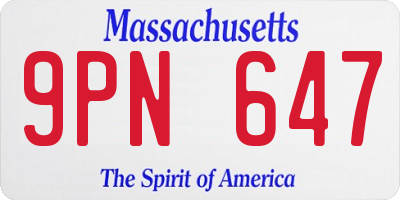 MA license plate 9PN647