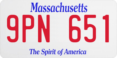 MA license plate 9PN651