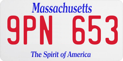 MA license plate 9PN653