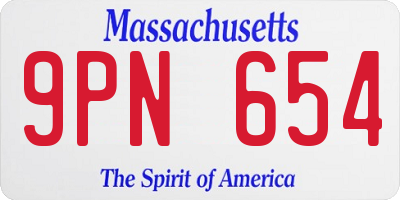 MA license plate 9PN654