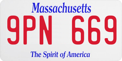 MA license plate 9PN669