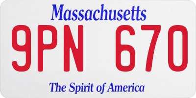 MA license plate 9PN670