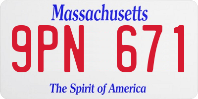 MA license plate 9PN671