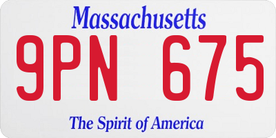 MA license plate 9PN675