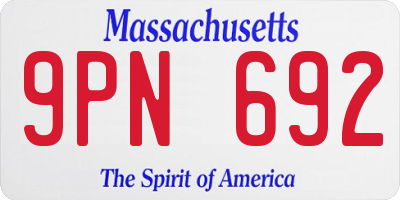 MA license plate 9PN692