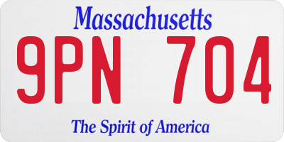 MA license plate 9PN704